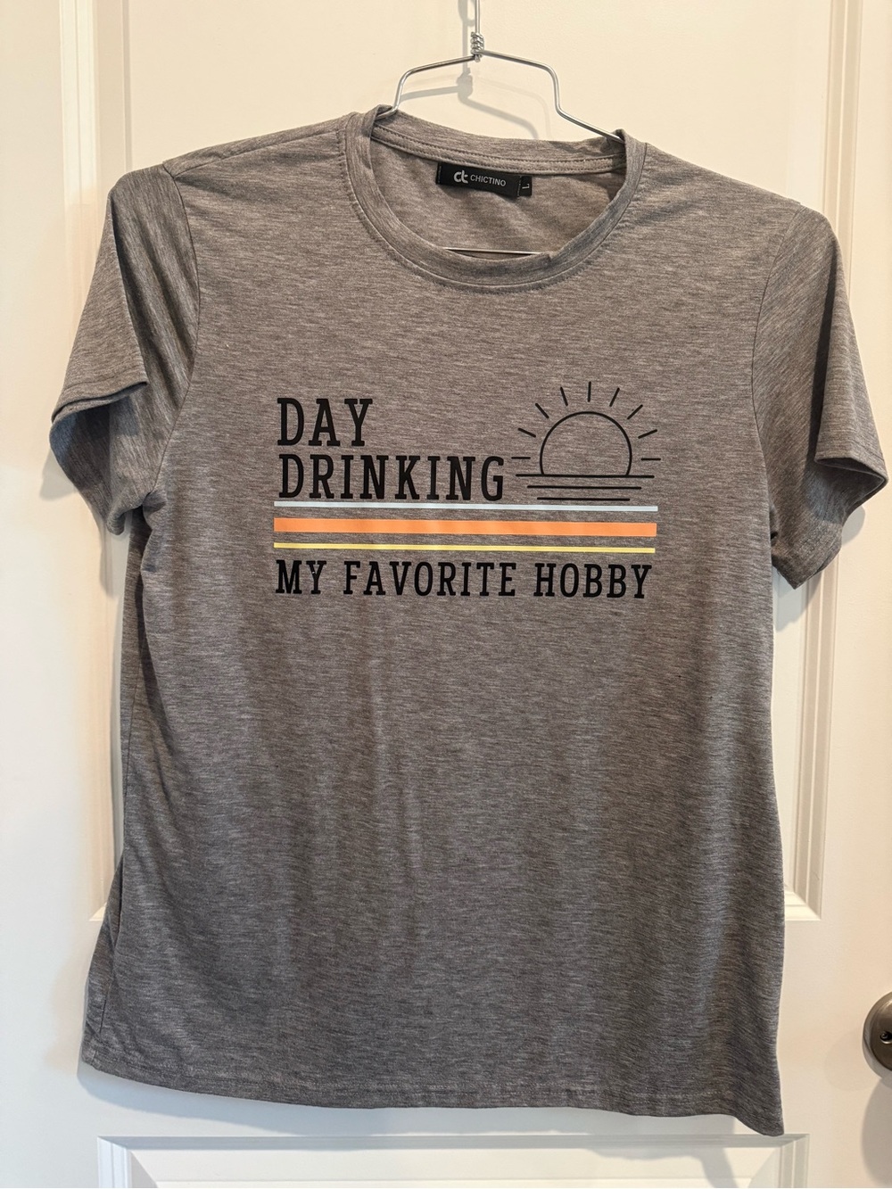 Gray Graphic Tee - "Day Drinking My Favorite Hobby"
